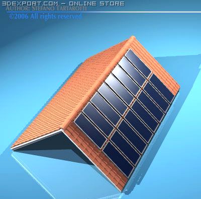 Roof with solar panels 3D Model