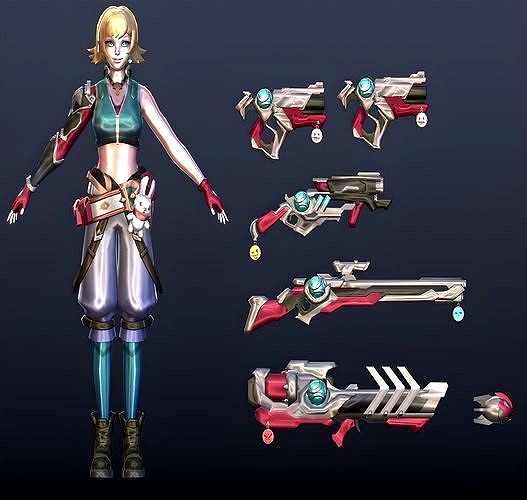 Female Soldier Character and Guns set
