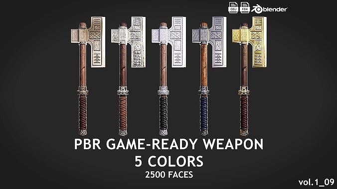 Melee Weapon Vol1 - 09 5 colors HighPoly GameReady PBR