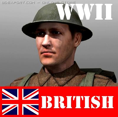 British Soldier and Lee Enfield WW II 3D Model