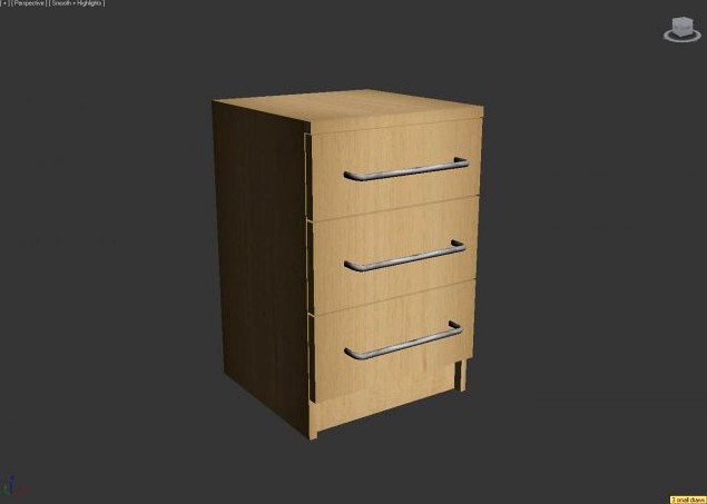 Small bedroom draw chest 3D Model