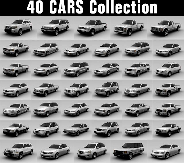 40 Cars Collection 3D Model