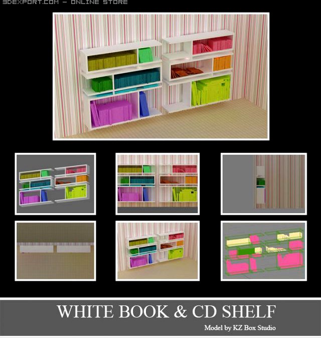 ID50018 White Book Shelf 3D Model