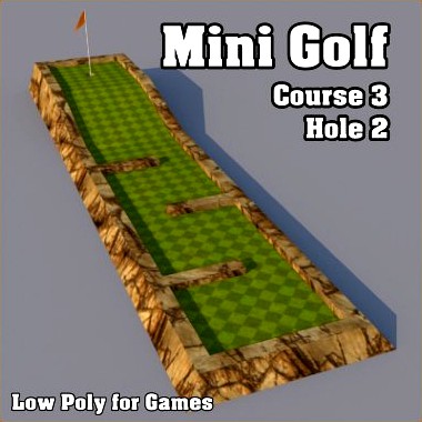 Low Poly Mini Golf Hole C3H2 3D Model