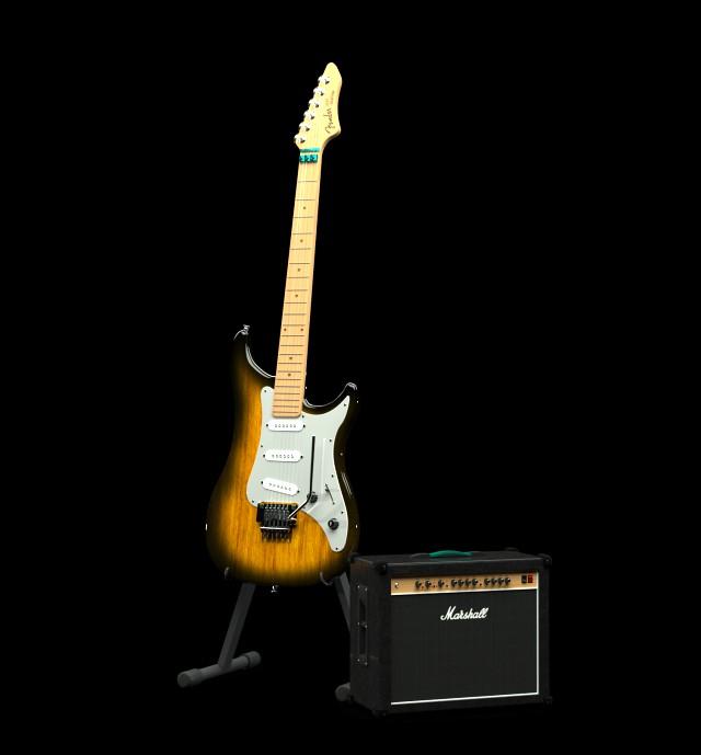 fender guitar and amplifier