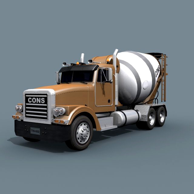 fine cement truck - 3d animated mixer model