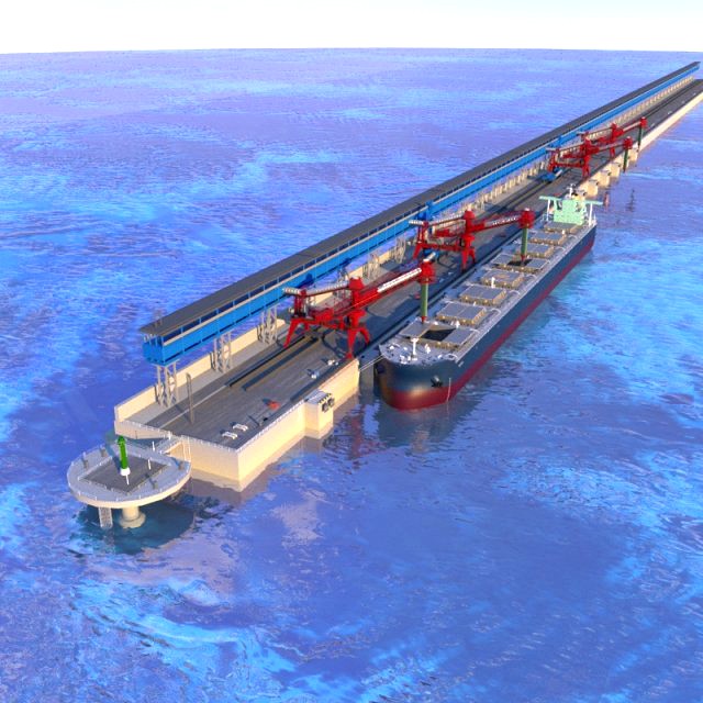 bulk carrier ship on the seaport pier