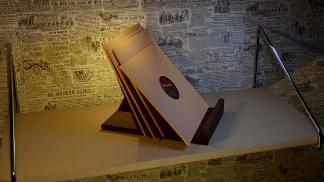 shelf with vinyl records