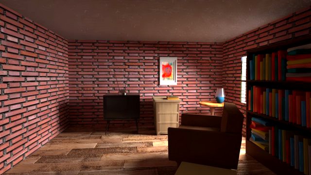 low poly cartoon interior