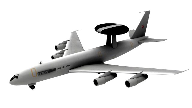 lowpoly e-3a sentry airplane