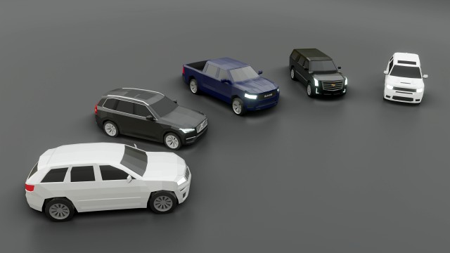 collection of 5 suv lowpoly