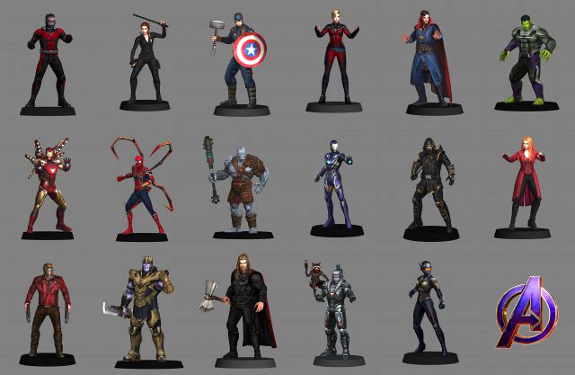 avengers endgame - pack x17 characters to print