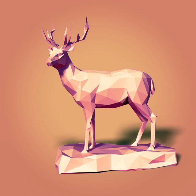 lowpoly deer statue