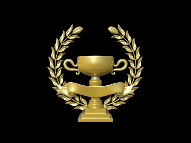 wreath and trophy cup