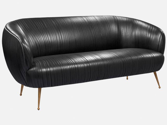 souffle settee ruched leather onyx kelly wearstler