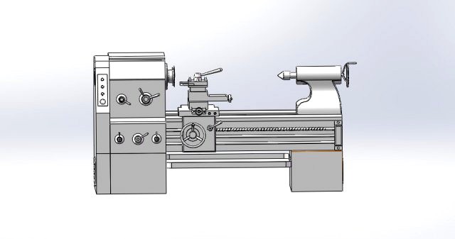 model drawing of manual lathe