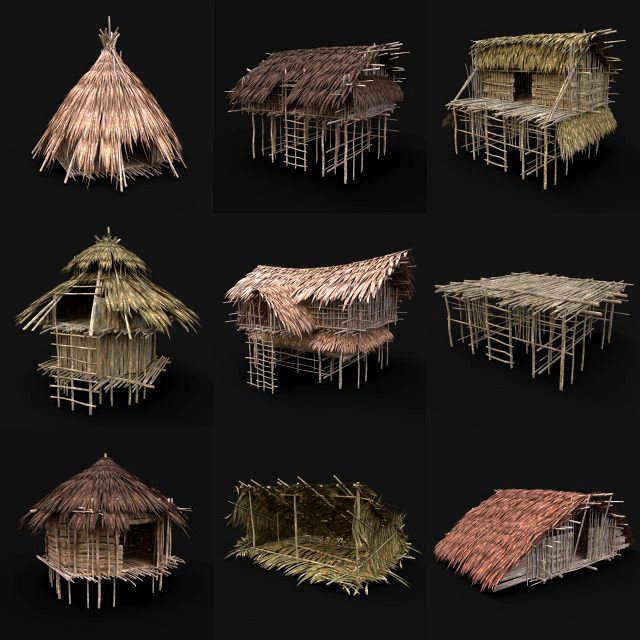 builder jungle tribal huts houses pack aaa nextgen