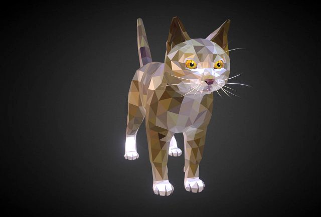 low poly animal cat