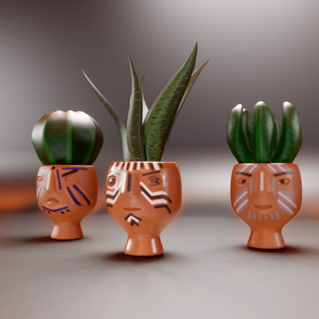 a cheerful colorful cactus flower pot