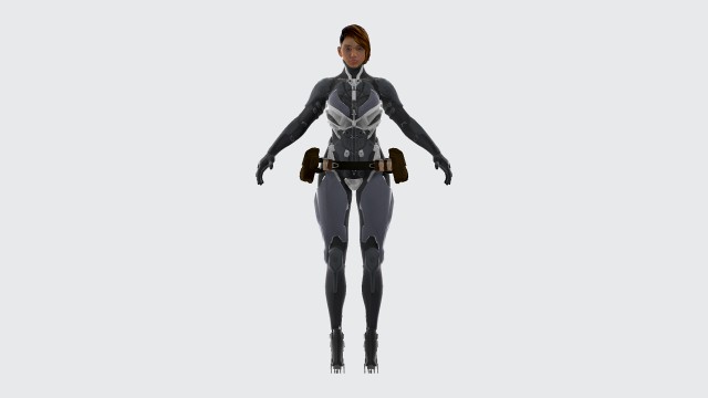 futuristic woman half robot