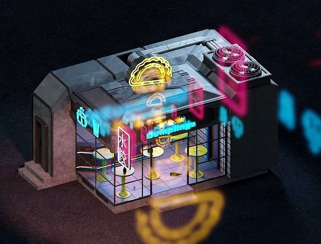 Cyberpunk cafe