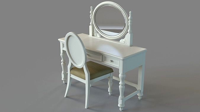 Vanity Set With Mirror And Chair White