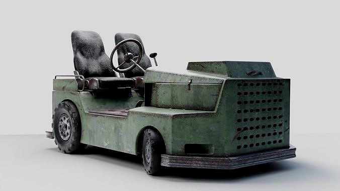 Roofless sparsely-rusty tug