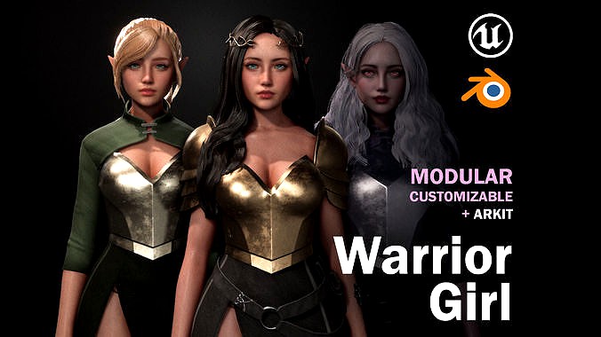 Warrior Girl -  Modular Game-Ready