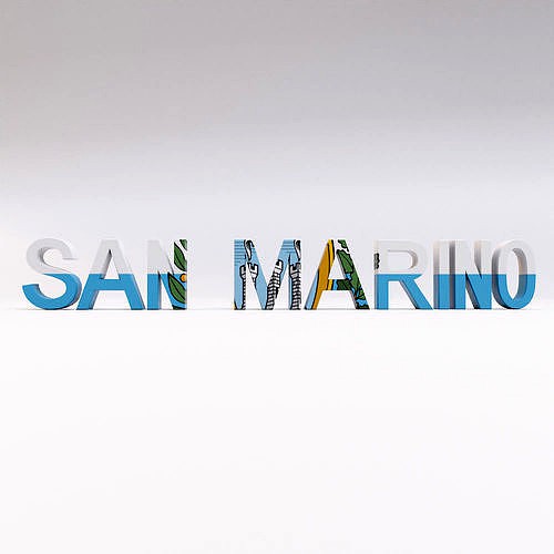 San Marino country Name text 3d model