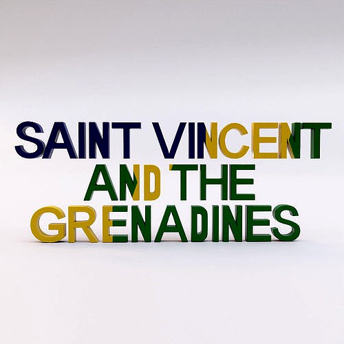Saint Kitts and Nevis country Name  text 3d model