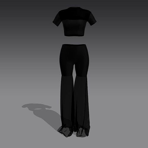 BLOUSE  AND PANT VUAL BLACK MATTE LOOK