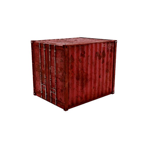 10Ft Cargo Container - Red - Rusted