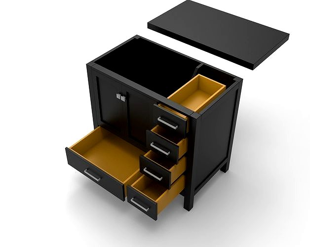 Black Wood Cabinet 3d Model AR VR