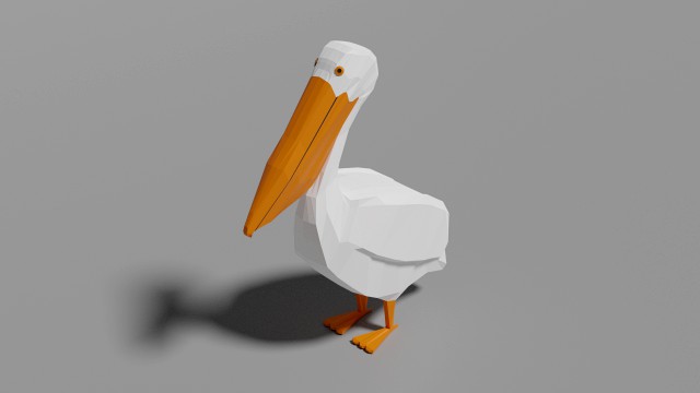 low poly pelican