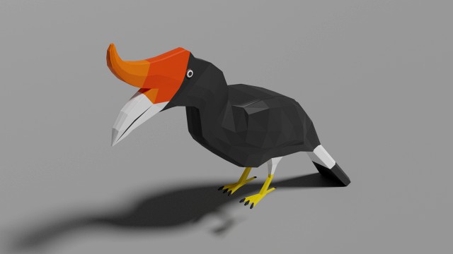 low poly hornbill