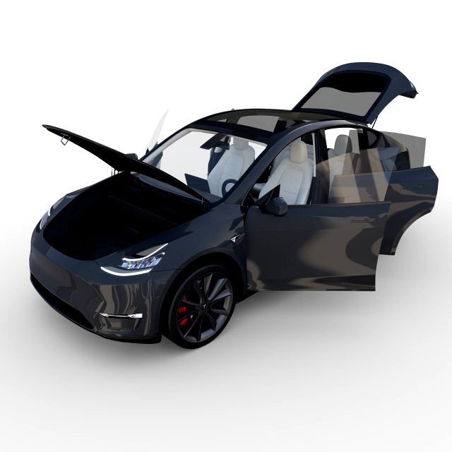 tesla model y midnight silver with interior