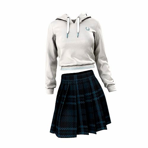 School Girl Uniform Hoodie Skirt