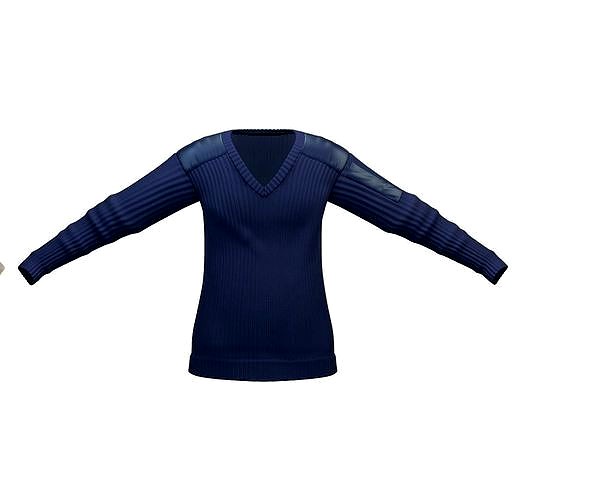 Cartoon High Poly Subdivision Blue Sweater 3D Model