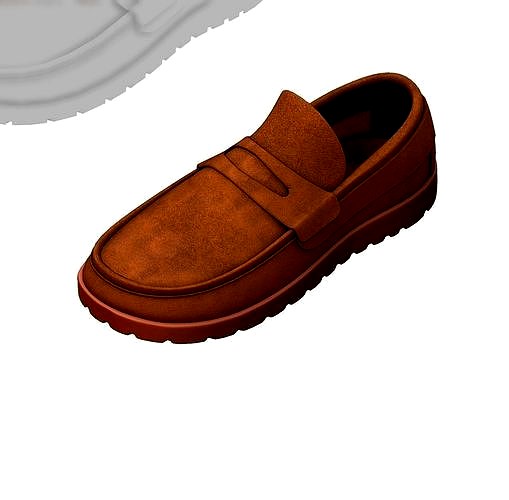 Cartoon High Poly Subdivision Brown Shoes Suede 3D Model
