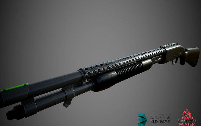 Shotgun Remington m31 Tactical Game Ready PBR Low-poly