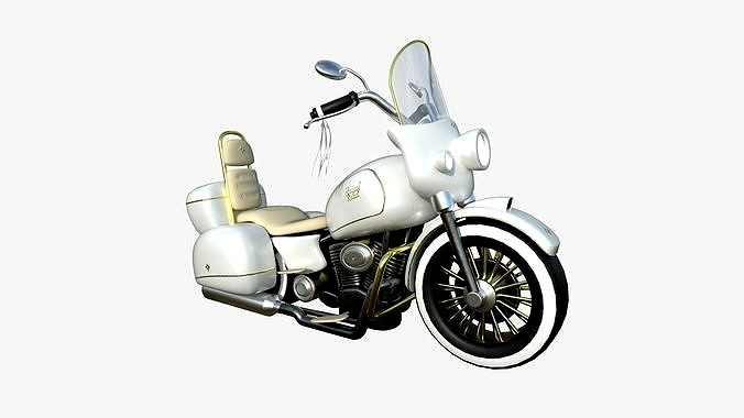 Motorcycle Cartoon B01 White Gold - Custom Vehicle Design