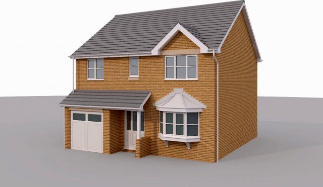 2 Story Brick House 3D Model