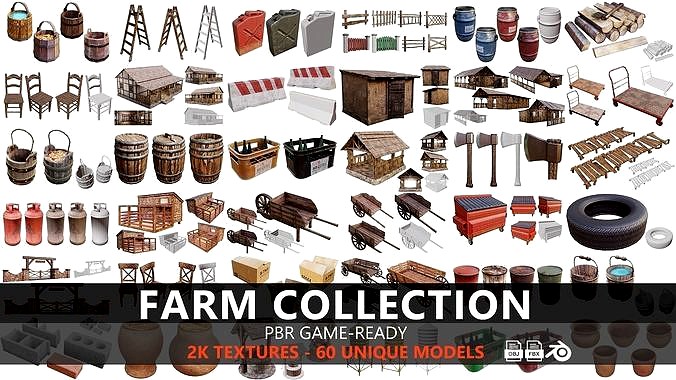 Farm Collection 60 unique models PBR 2K Textures GameReady Pack