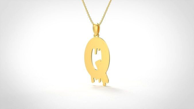 Model 759 Blood Q Initial Pendant | 3D