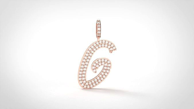 Model 801 Initial G Diamond Letter Pendant | 3D