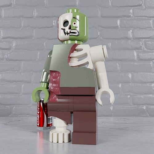 Fully Articulated Lego Zombie Maxifig | 3D