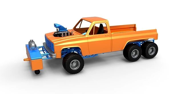 Diecast pulling truck 6wd Scale 1 to 25 | 3D