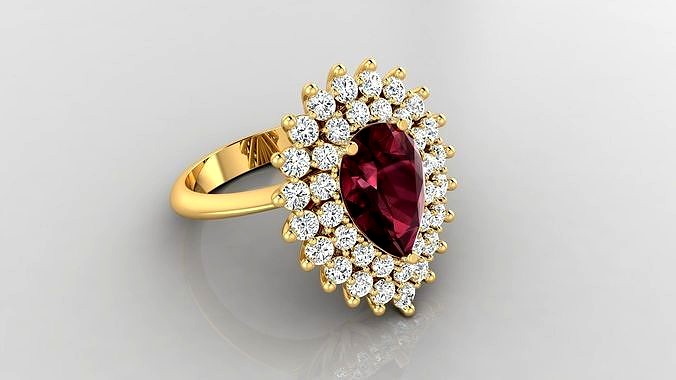 Ring M40 The luxury female ring with gems wedding | 3D