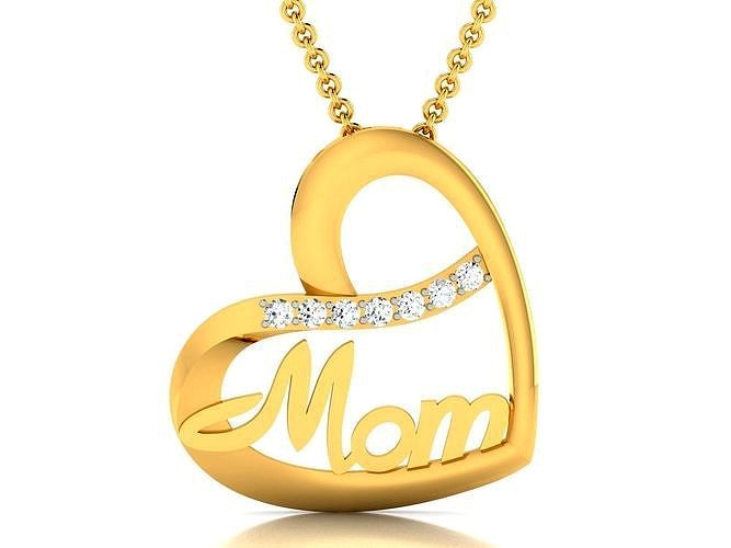 Women Heart Mom Pendant 3DM STL OBJ FBX Render Details | 3D