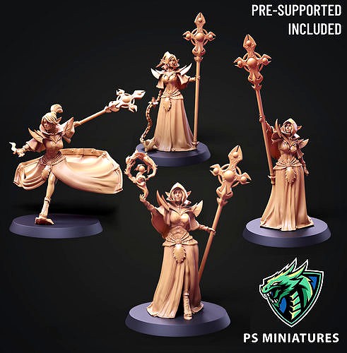 Drow Cleric Bundle - 4 Variants and Pinup Each | 3D